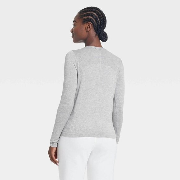 Medium - Womens Seamless Long Sleeve Top - All In Motion - Heathered Gray - Picture 3 of 8